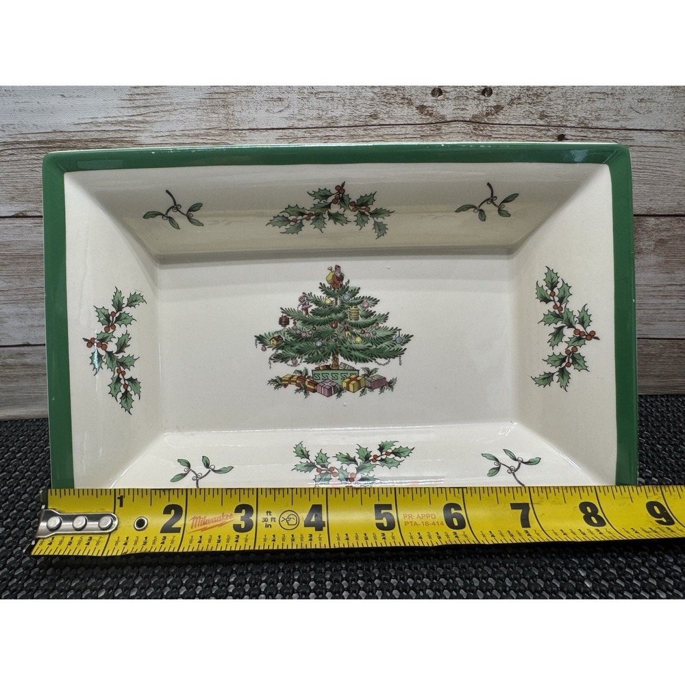 3 Pc Vintage Spode Christmas Tree Serving Set Made in England 80s-90s Rectangle - Picture 8 of 10
